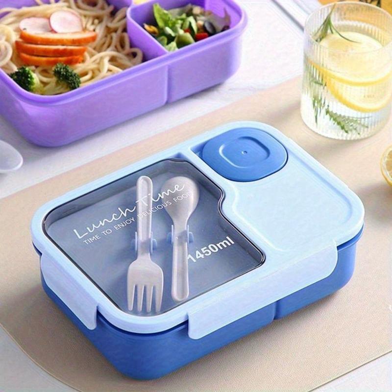 1450ML Portable Bento Box with Utensils Microwave Safe for Lunch Office Picnic Leak-Proof Divider Dip Container Kitchenware