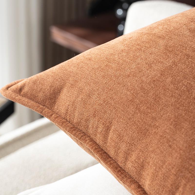 Large Chenille Throw Pillow - Solid Color, Square, Lumbar Cushion Cover for Sofa and Living Room