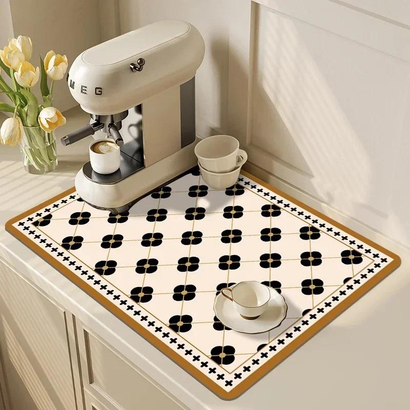 Anti-Slip Dish Drying Mat Super Absorbent Dish Drainer Rack Mats for Kitchen Counter Coffee Bar Mat Accessories for Countertop