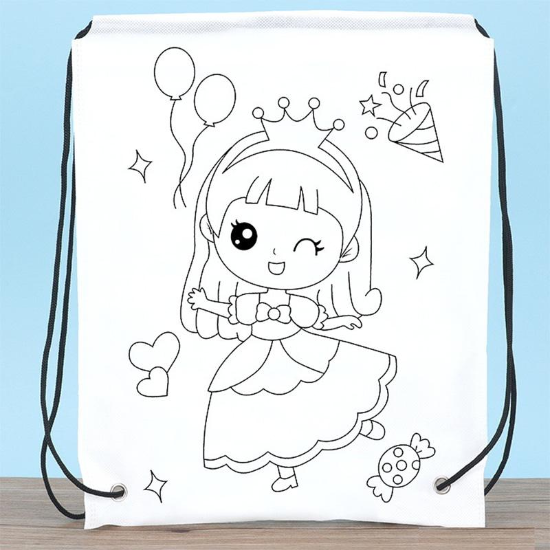 Children Handmade DIY Environmental Protection Graffiti Non-woven Bags Kindergarten Kids Art Painting Coloring Hand Craft Toys