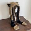 Furry Plush Winter Caps with Animal Ear Funny Ear Scarf Hat for Adult Teens Soft and Warm Thicken Trapper Hat for Outdoor
