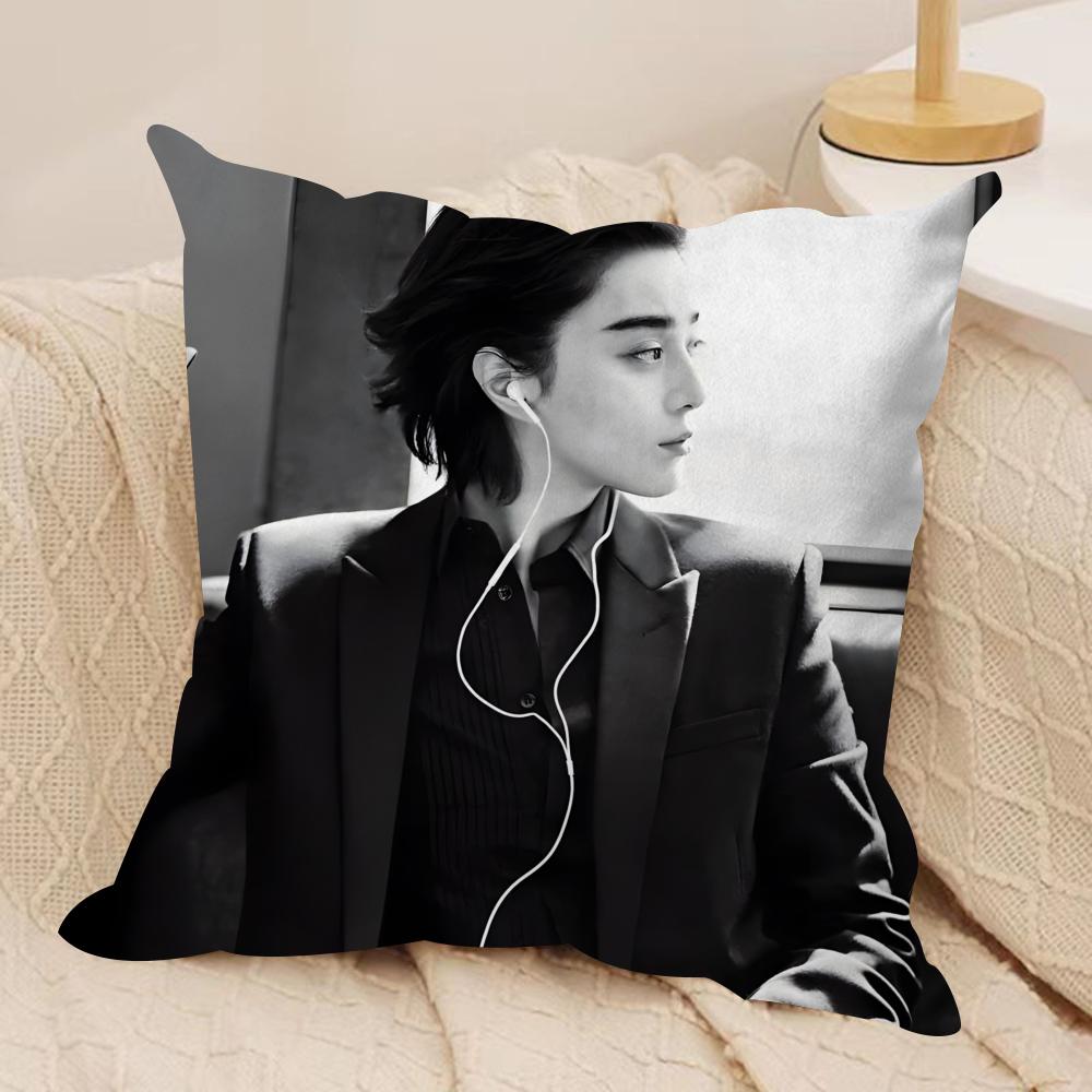 Actress Fan Bingbing Cushion Cover Soft Plush Fabric Double-Sided Printed Sofa Cushion Cover for All Seasons Home Decor Gift