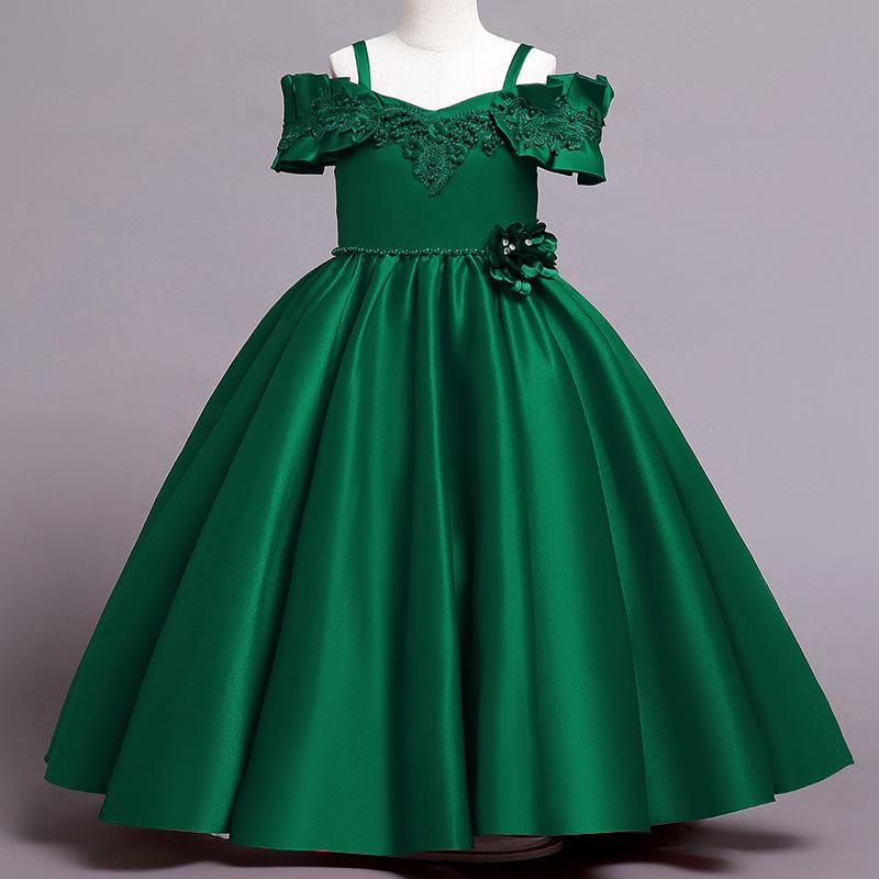 Dívčí šaty pro princeznu Elegantní svatební šaty Plesové večerní šaty s květinovým potiskem Bílá krajka Dívčí večerní šaty k prvnímu přijímání