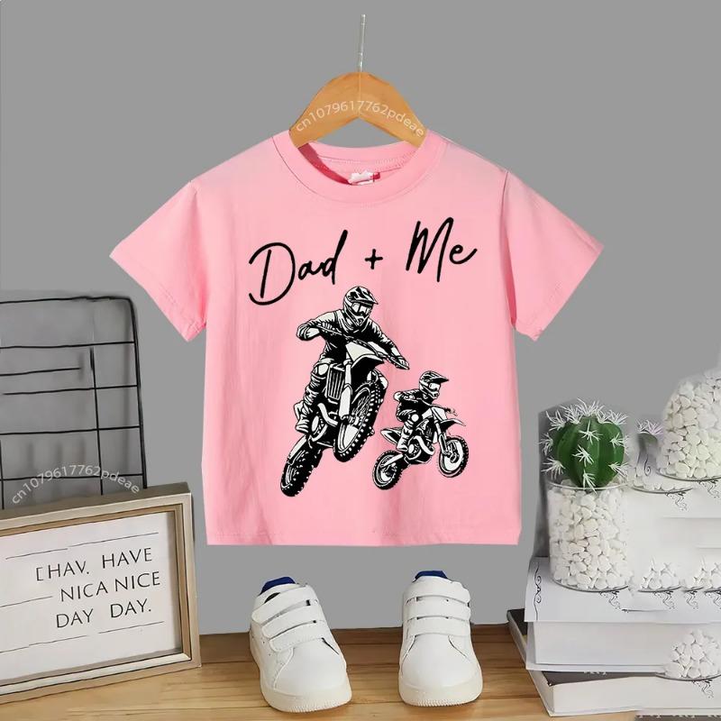 Kids outdoor motorcycle pattern summer short sleeved baby and toddler cotton T-shirt Boys girls comfortable casual top Cotton T-