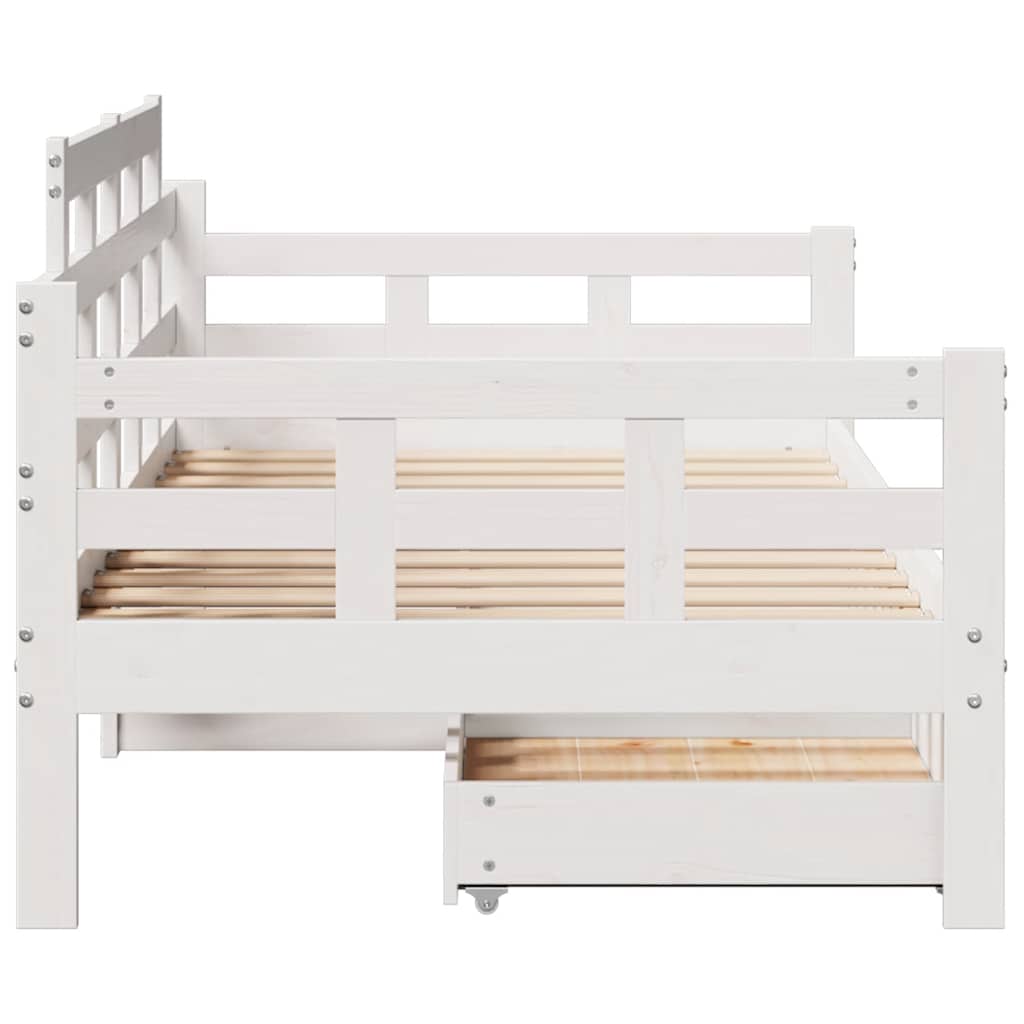 Vidaxl Daybed with Drawers, White, 80X200 Cm, Pine Wood