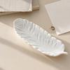 White Feather Jewelry Tray, Plaster Feather Trinket Dish, Decorative Wing Jewelry Dish for Earrings Necklaces Bracelets Dressing Table Decor