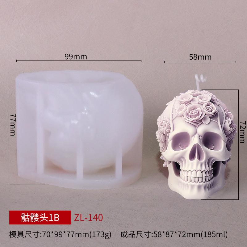 3D Flower Skull Silicone Candle Molds Halloween Skull Decoration Crafts Plaster Resin Cement Mold DIY Hand Soap Making Tool