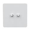 Wall Toggle Switch Stainless Steel Panel Insulated PC Base 2 Gang 2 Way Double Pole Toggle Switch Minimalist White