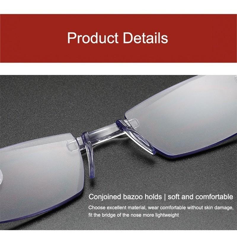 Men Women Rimless Reading Glasses Bifocal Far Near Anti Blue Light Magnification Eyewear Presbyopic Glasses Diopter