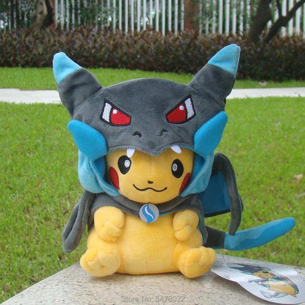 4 Styles Cosplay Plush Mega Shiny Charizard XY Pikachu Cloak Stuffed Toy Cartoon Soft Doll