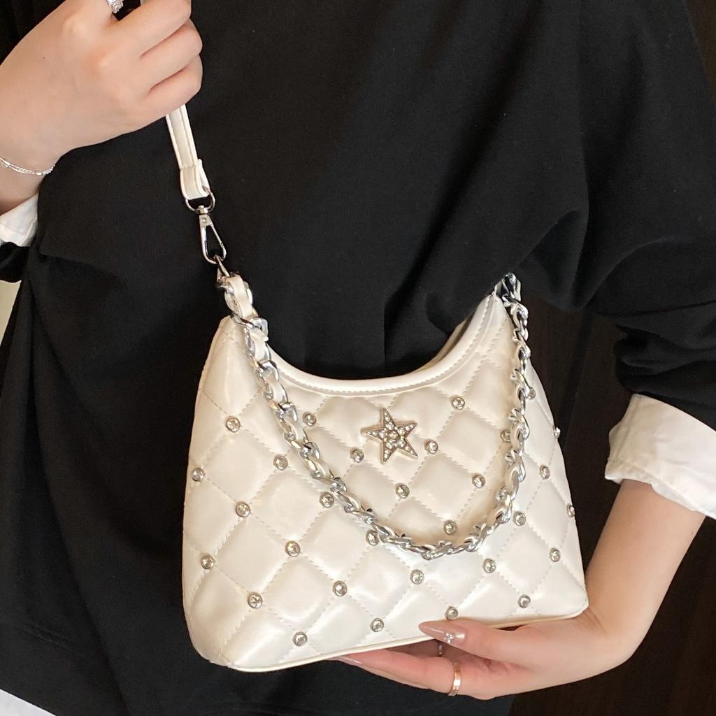 Rhombus Chain Bag Women's 2025 Summer New Niche Casual Messenger Bag High Value Foreign Shoulder Tote Bag