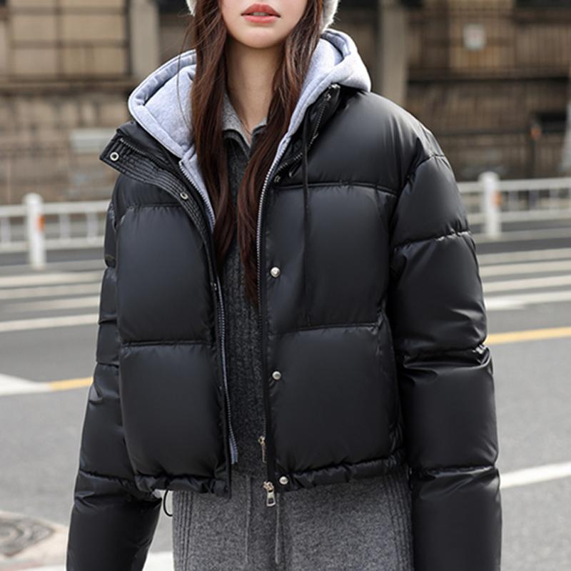 

Модное зимнее пальто-обманка из двух частей, женские короткие парки свободного кроя, толстая теплая верхняя одежда, женские куртки M чёрный