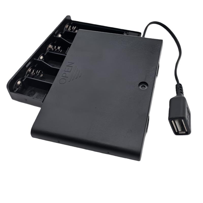 1Pcs Usb Mini Power Supply Battery Box With Cover And Switch 6 X Aa Usb Battery Box For 9V Led Strip Lights
