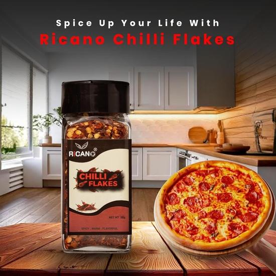 Ricano Pizza Mix 45g, Basil Leaves15g & Chilli Flakes 35g Combo (Pack of 3) | Italian Seasoning Trio | Authentic Taste | Essential Italian Herbs