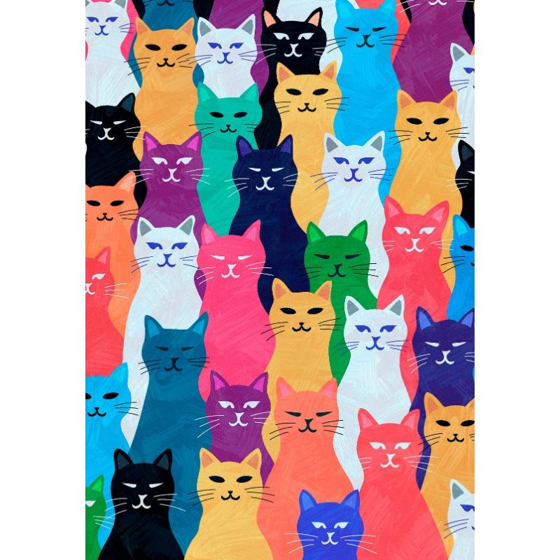 Cartoon Niedliche Katze Leben Illustration Buntes Poster Druck Wandkunst Bilder Leinwand Malerei Wohnzimmer Schlafzimmer Heimdekor Geschenk