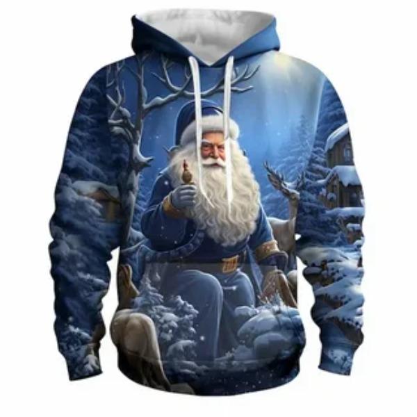 Autumn Winter Men's Women's Long Sleeved Christmas Printed Comfortable Fashionable Casual Loose Hoodie