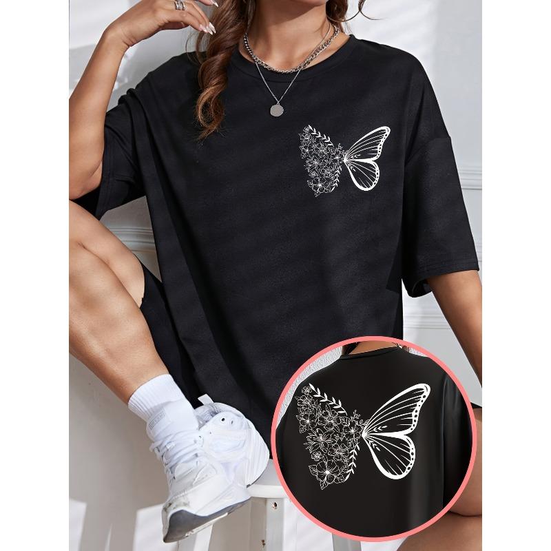 

European Size European Size Oversized Short-sleeve Printed T-shirt 4XL чорний