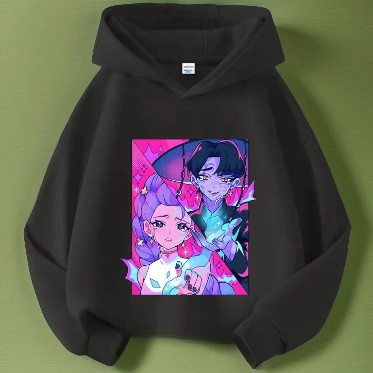 Kpop Demon Hunters Hoodies Girls Boys Long Sleeve Casual Fashionable Cute Colorful Printed Patterns Comfortable Soft Kids Hoodie