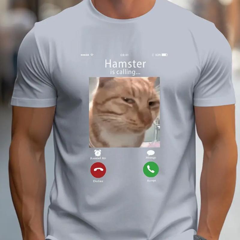 

Новая летняя мужская модная футболка с принтом «Кошачий призыв», мужская футболка, топ 8XL серый