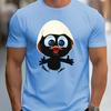 Men's Summer 100 Cotton Fashionable Casual Sports Loose and Interesting Cartoon Penguin Pattern Printed Round Neck Short Sleeved T-shirt