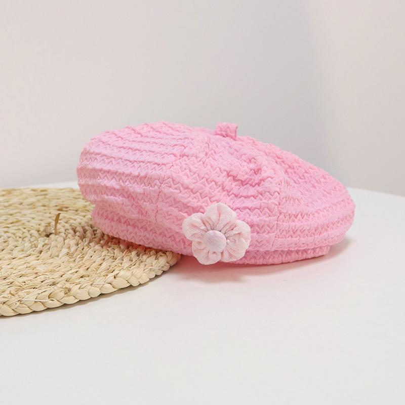 Princess Baby Girl Beret Sweet Flower Infant Baby Hat Solid Color Lace Kids Children Spring Autumn Artist Painter Cap