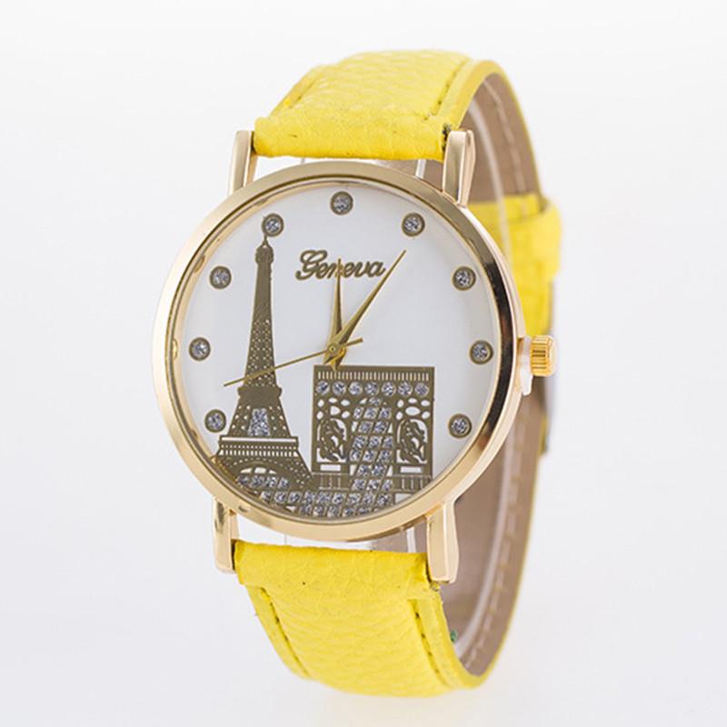 Eiffel Pattern Tower Watch Pu Strap Quartz Wrist Watch Decoration Gift Fashion