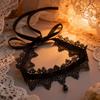 Sexy Lace Bowkot Choker Necklace for Women Gothic Collar Vintage Elegant Black Wirered Short Chain Necklace Jewelry