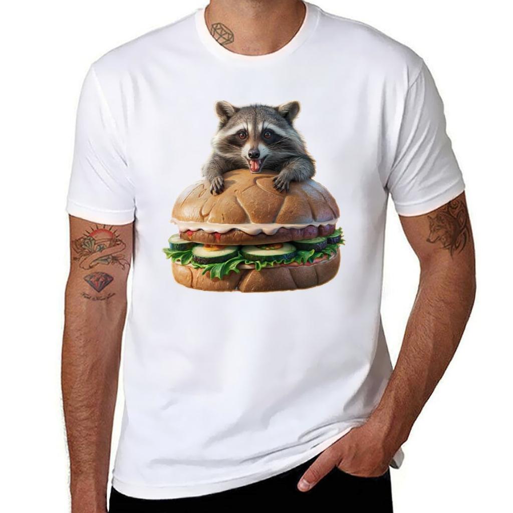 A Raccoon And His Sandwich Tshirt Daily Casual Short Sleeve Tee Shirt Tshirt