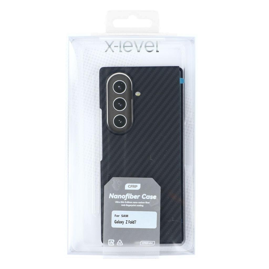 X-LEVEL Für Samsung Galaxy Z Fold7 5G Hülle Kohlefaser-Textur Hart-PC Handyhülle Stoßfest