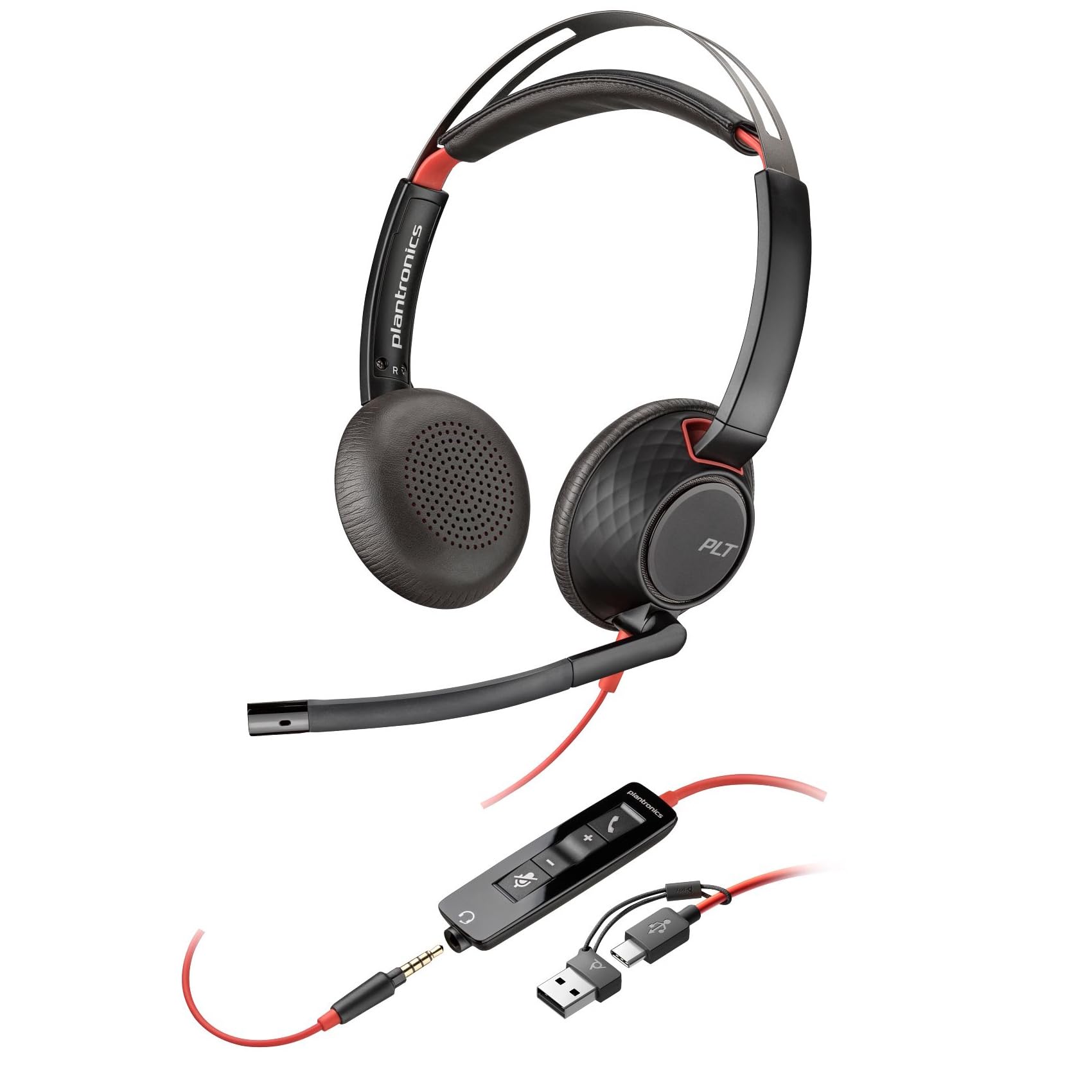 

Poly Blackwire 5220 3.5mm Wired Binaural Headset with USB-C to C/A Adapter, Compatible with PC, Mac, Tablets, and Mobile Devices, Official Japanese Pr