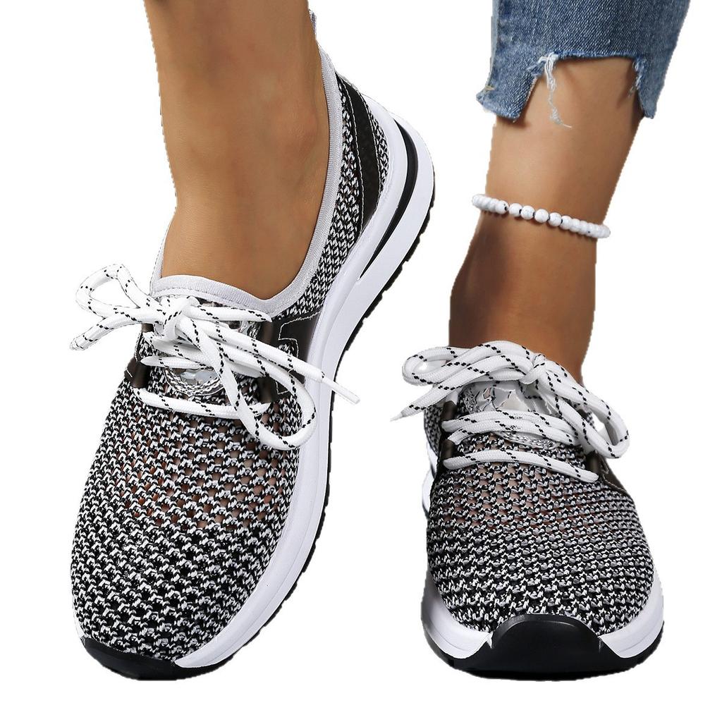 Fashion Hollow Mesh Breathable Sneakers for Women 2025 Summer Lightweight Slip On Sports Shoes Woman Plus Size Fashion Platform Sneakers