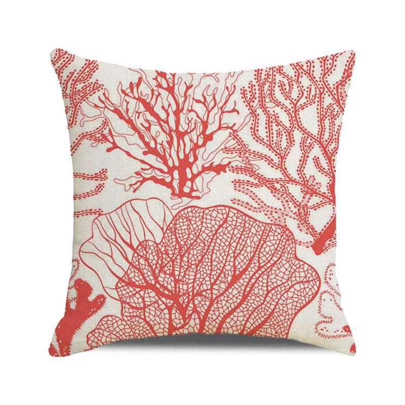Watercolor Painting of Coral Marine Creatures Digital Printing Short Plush Pillow Covers for Car Sofa Office Cushion Cover