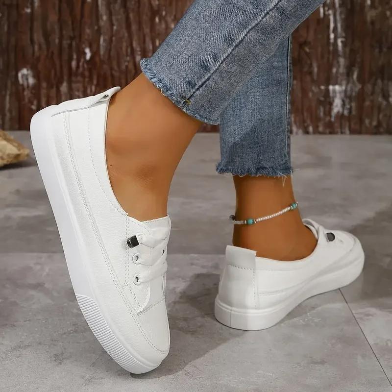 Wear-resistant, Lightweight, Breathable Solid Color Flat Sneakers, Comfortable Casual Running Shoes Zapatillas Deportivas Mujer