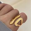 Stainless Steel Double Layered S-Shaped Open Rings Stylish Creative Minimalist Metal Statement Waterproof Jewelry for Women