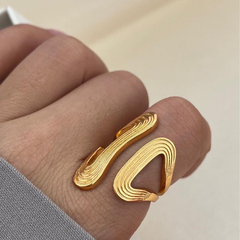 Stainless Steel Double Layered S-Shaped Open Rings Stylish Creative Minimalist Metal Statement Waterproof Jewelry for Women