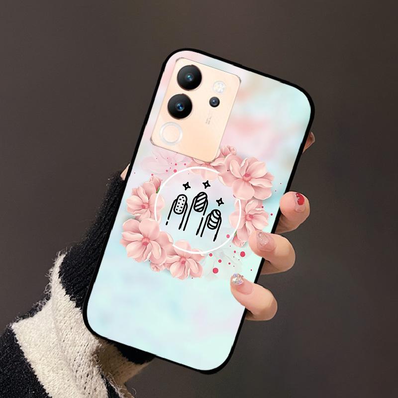 For Vivo V30 Lite 5G Case Fashion Cat Astronaut Flower Phone Bag For Vivo V30Lite 5G Luxury Protector Fundas Black Coque