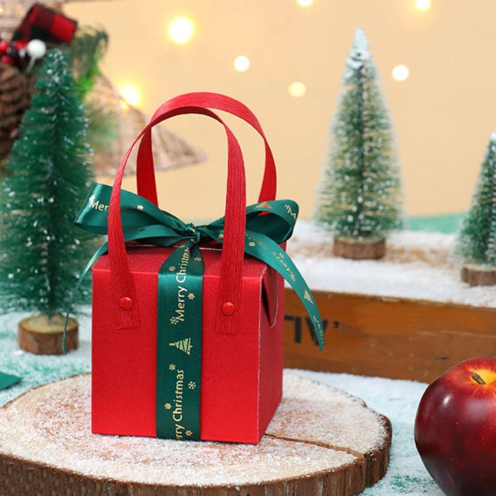 Paper Christmas Gifts Bag Red Gifts Wrap Handbag Classic Christmas Candy Gift Box  Candy