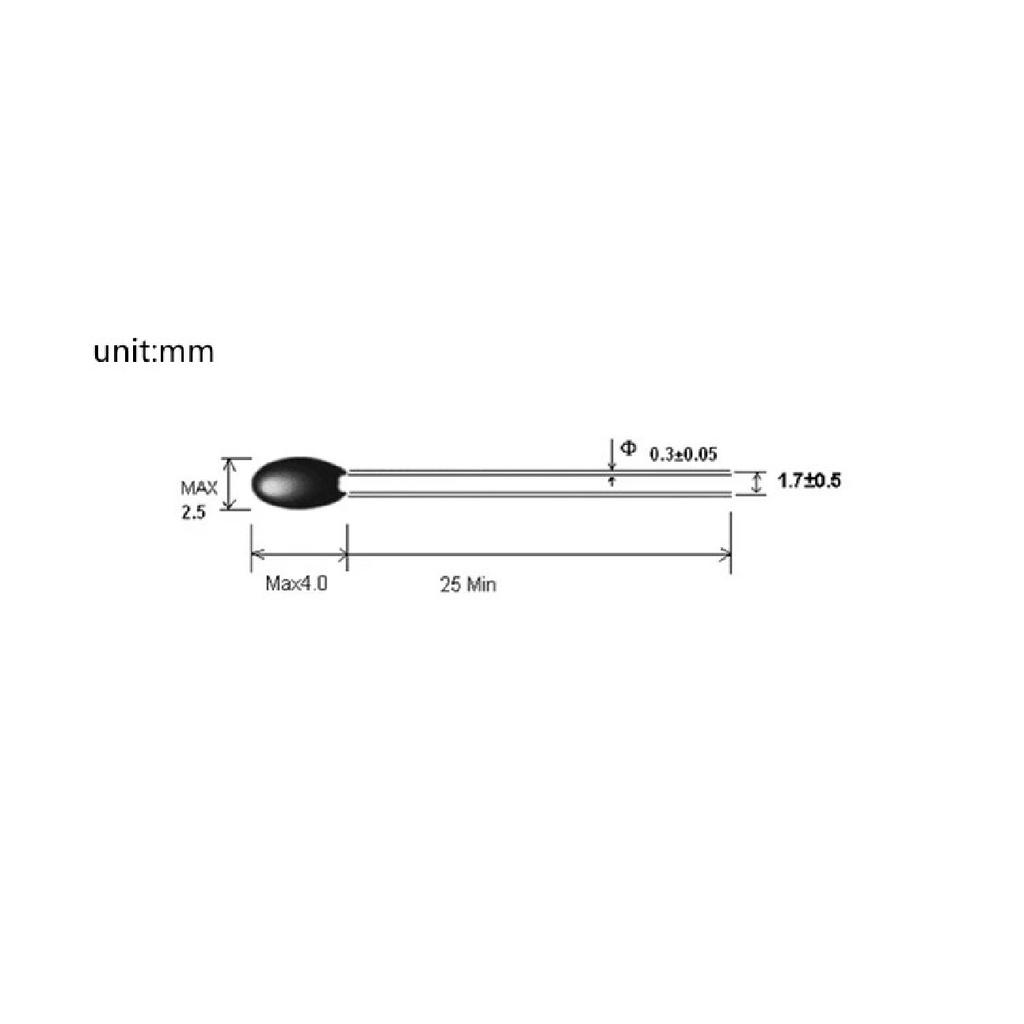 TZW 10 Stück NTC-Thermistoren Thermische Widerstände MF52 NTC-MF52AT 1K 2K 3K 4.7K 5K 6.8K 10K 15K 20K 30K 50K 100K B4250 1%