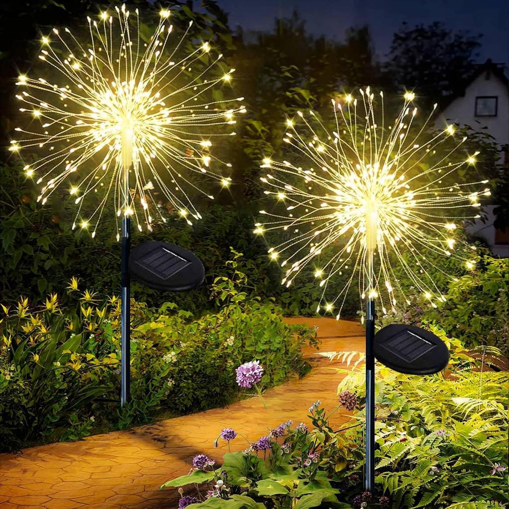 Solar Lights for Outdoor Garden 60/200/420LED Dandelion Lighting Stake Solar Firework Light for Christmas Halloween Lawn Decor