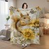 Cute Squirrel Sunflower Pattern Blanket, Soft Comfortable Fleece Throw, All-Season Air Conditioning Blanket, Nap Blanket, Sofa Blanket, Bedspread, War