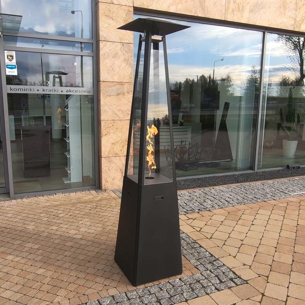 Outdoor Gas Heater Umbrella Steel Black 12 kW Set