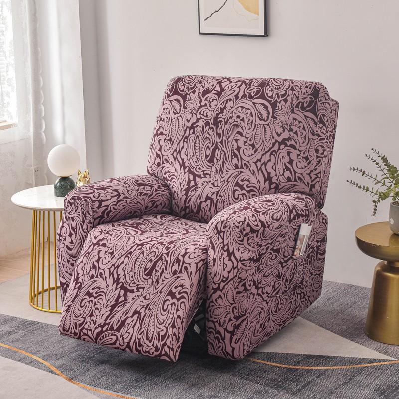 Stretch Recliner Chair Cover 4-Pieces Soft Recliner Chair Slipcover 1-Seater Sofa Couch Protector Home Decor Washable