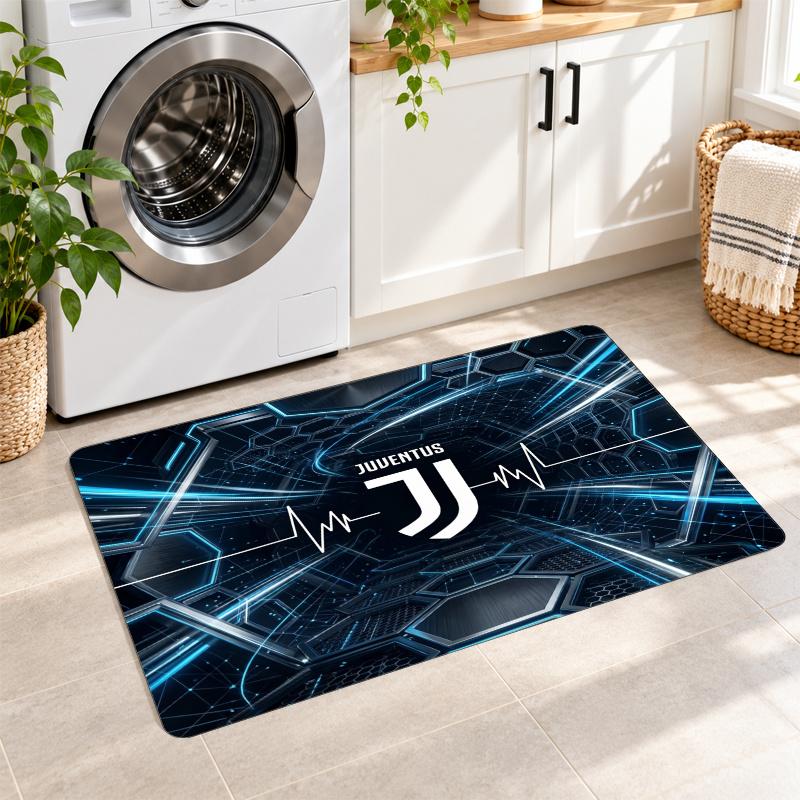 Flannel Kitchen Mat Juventus FC Soft Area Rug Non Slip Floor Carpet Home Decoration