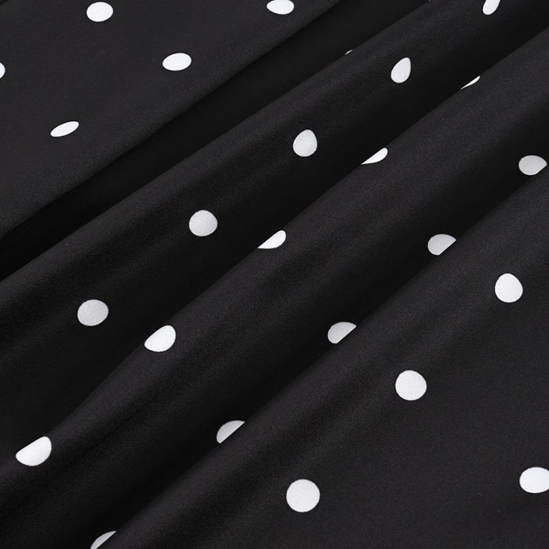 Women Elastic Waist Polka Dot Wide Leg Pants Casual Satin Trousers