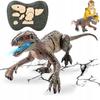 Dinozaur Zdalnie Sterowany Welociraptor Zabawka Chodzący Z Rykiem + Pilot