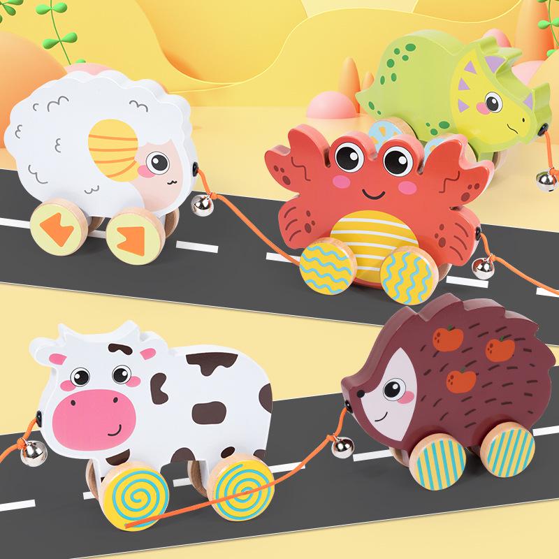 

Educational Wooden Animal Pull Toy - Cow, Elephant & Duck