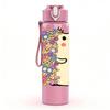 1PC Cute Hedgehog Pastel Cartoon Print 750ml Color Plastic Sports Water Bottle Leakproof Flip Straw Lid Suitable for Sports Office Home Use