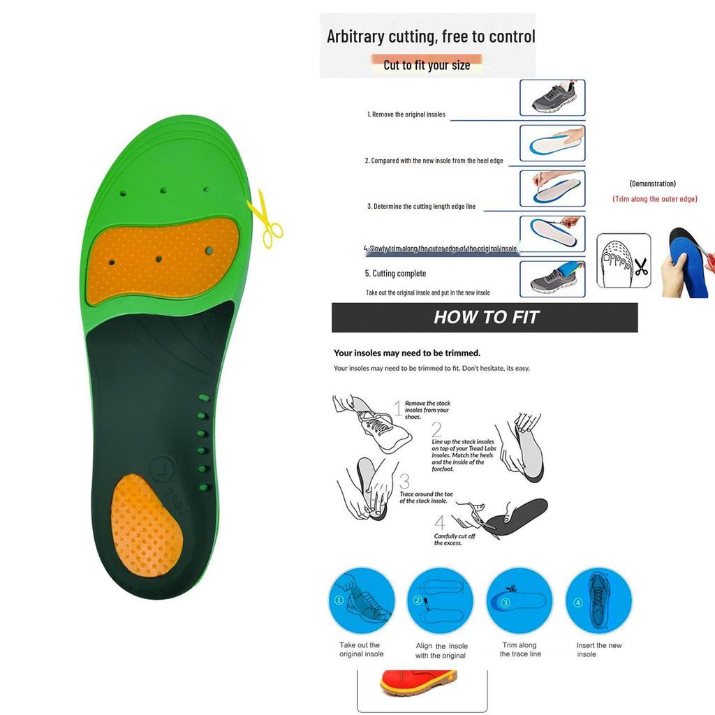Adult Arch Support Orthopedic Insole - Shock Absorbing & Breathable Massage for Flat Feet