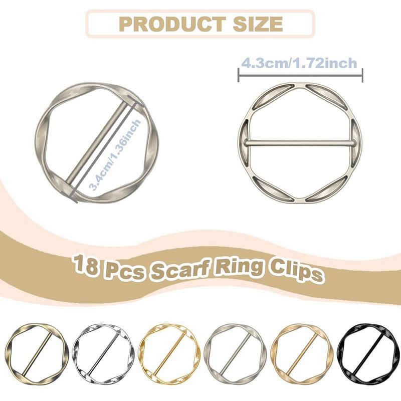 5/6Pcs Spiral Circle Zinc Alloy Metal Round Three-Speed Knotted Silk Scarf Buckle European And American Style