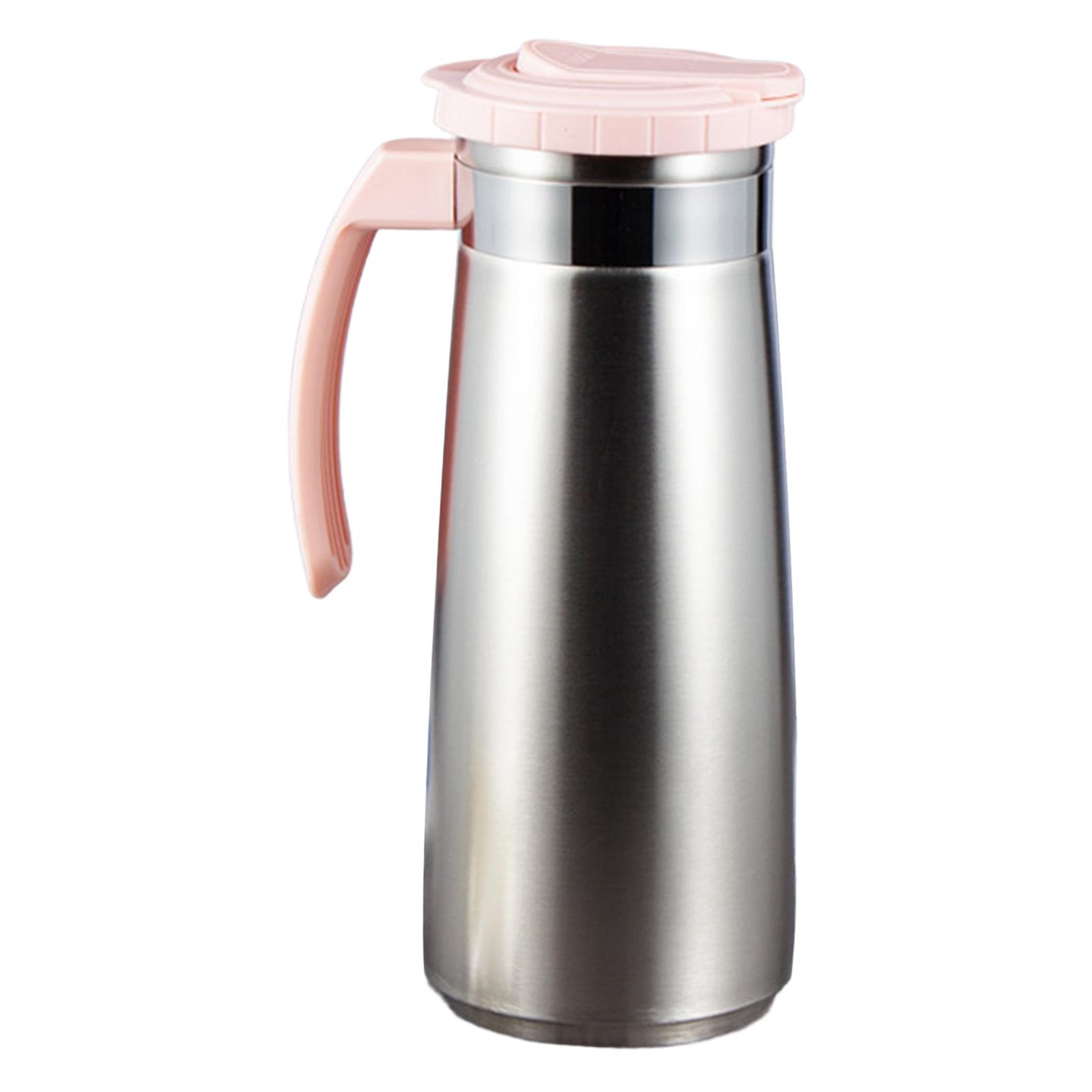 

Stainless Steel Beverage Jug 1.3L Water Jug Cold Water Kettle for Juice Milk Drink for Home Party Outdoor Picnic restaurant Use розовый